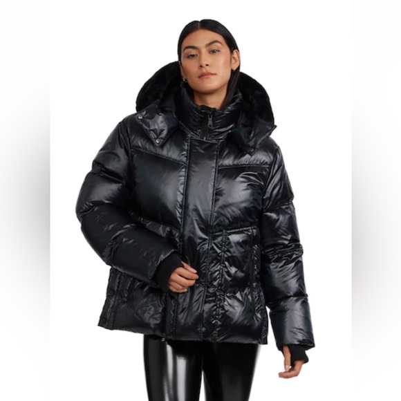 ❄️☃️❄️Pajar Phoebe Chevron Short Black Puffer Size M❄️☃️❄️ - Picture 3 of 11